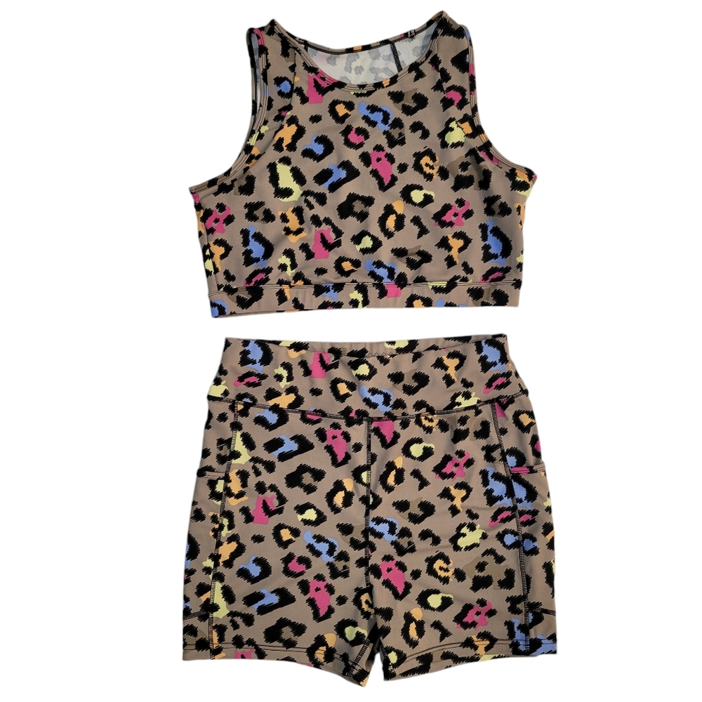 POP Fit Women's Athletic Crop Top & Shorts Set 2X